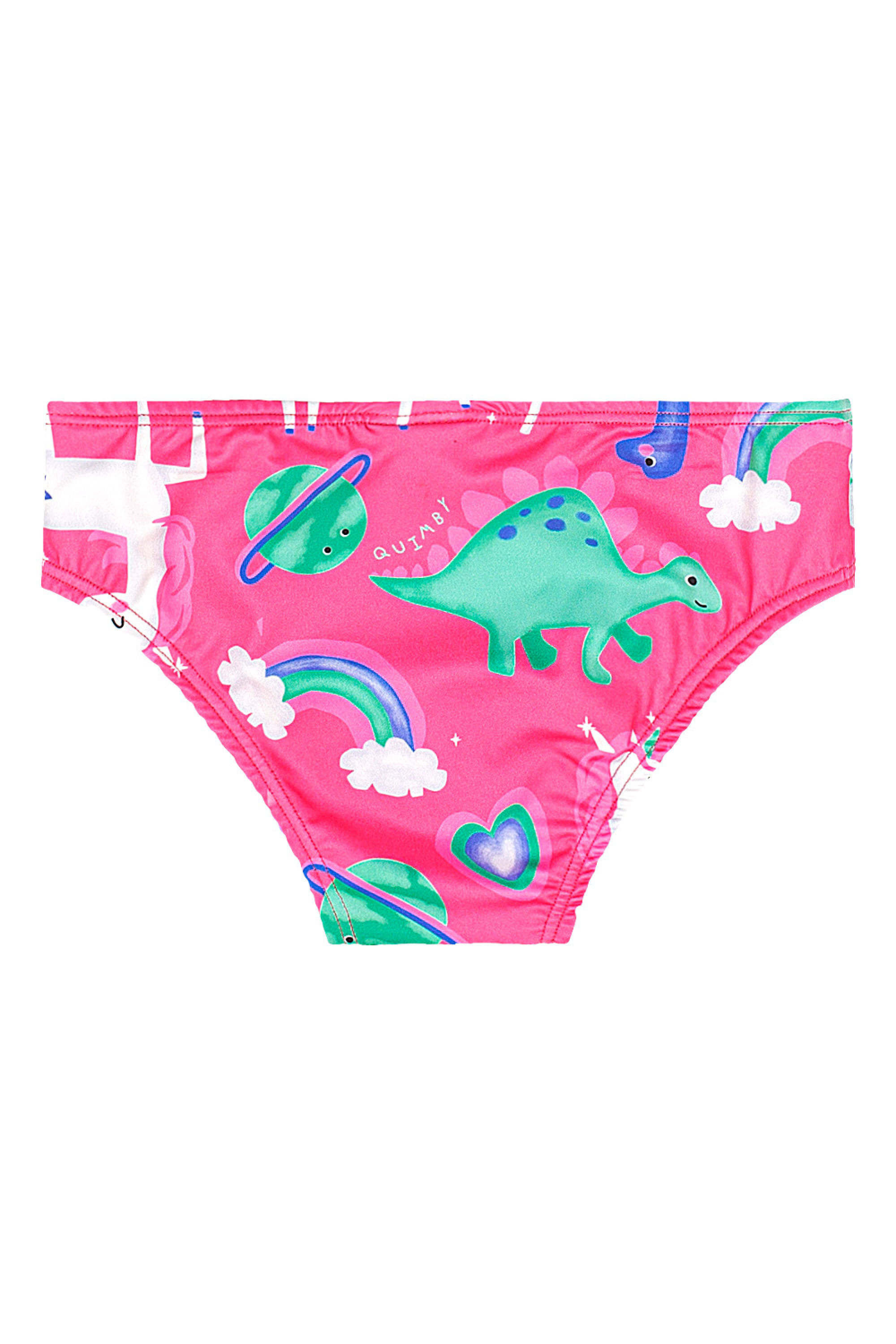 Biquíni Infantil com Blusa e Calcinha de Unicórnio (Rosa Pink Neon) Quimby - Imagem 47